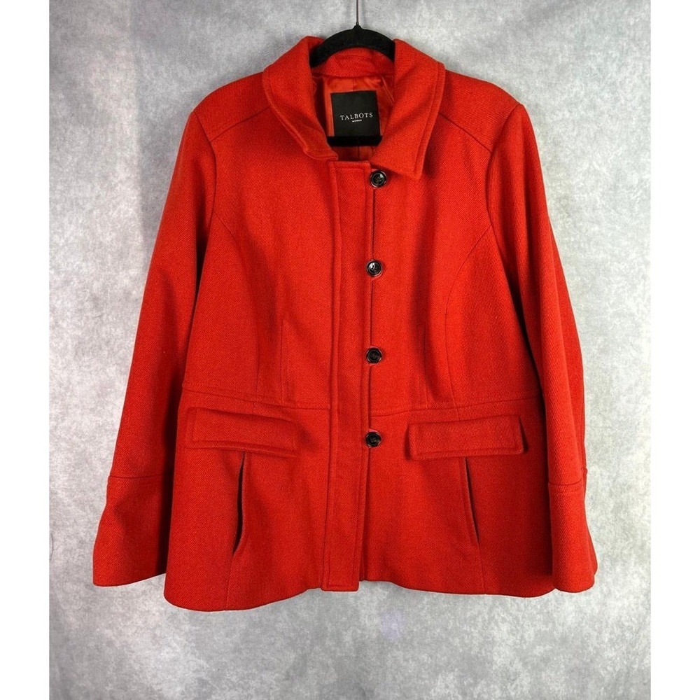 Talbots Vibrant Red Women's Pea Coat Size L